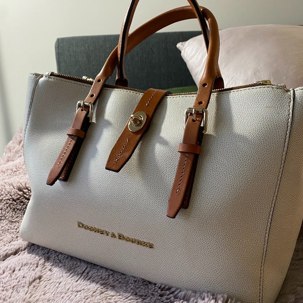 Dooney & Burke - White Pebble Leather Satchel - Rainbow Interior